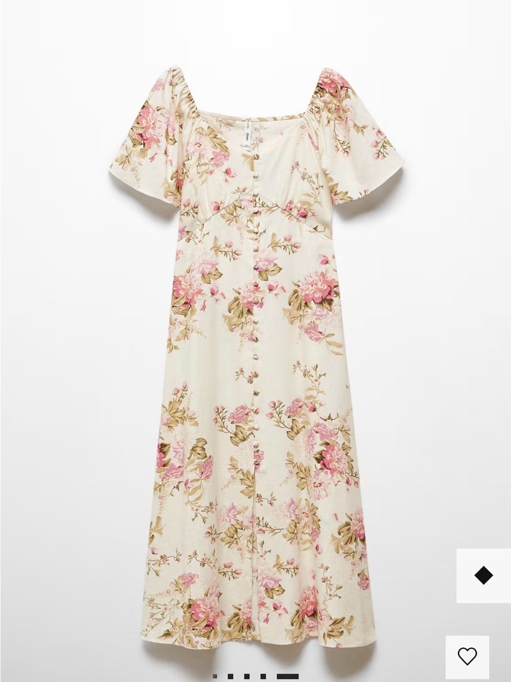 Buttoned linen-blend dress